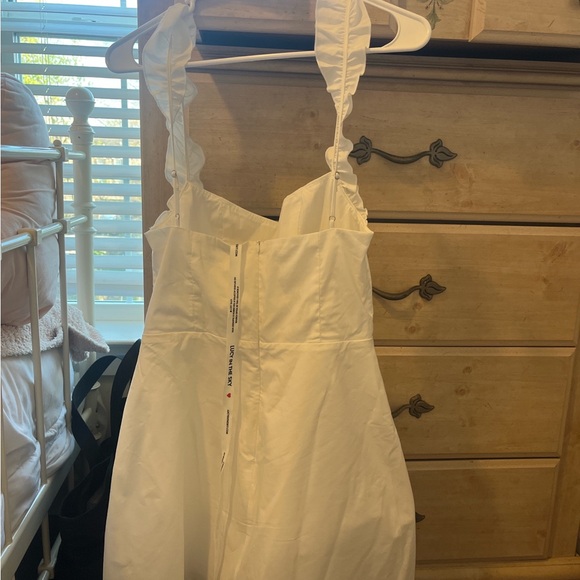 White Ruffle Strap Mini Dress - Picture 3 of 4